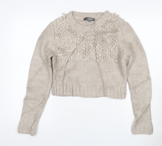 Marks and Spencer Women Beige M Chunky Knit Wool Blend Jumper