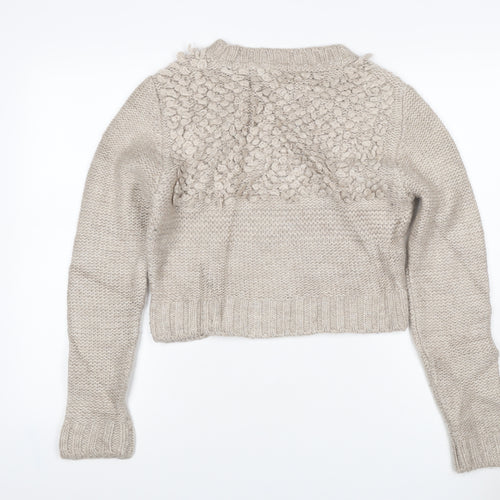 Marks and Spencer Women Beige M Chunky Knit Wool Blend Jumper