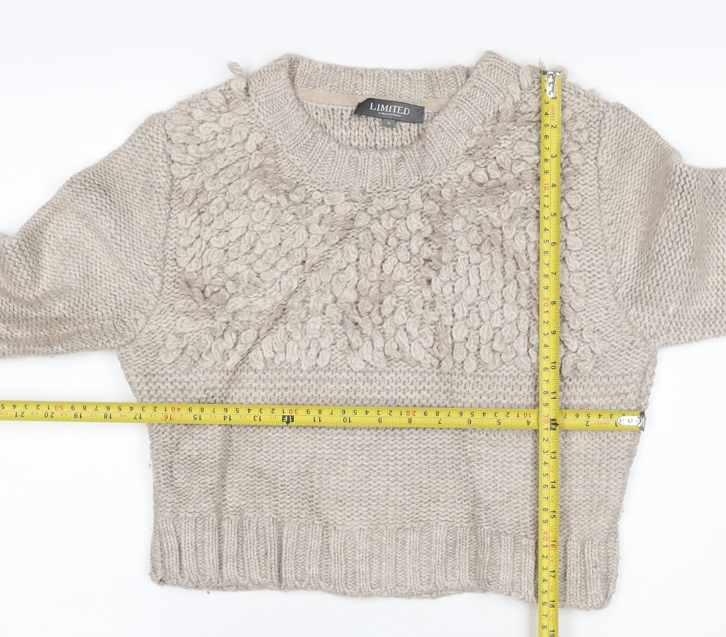 Marks and Spencer Women Beige M Chunky Knit Wool Blend Jumper