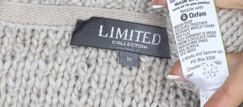 Marks and Spencer Women Beige M Chunky Knit Wool Blend Jumper
