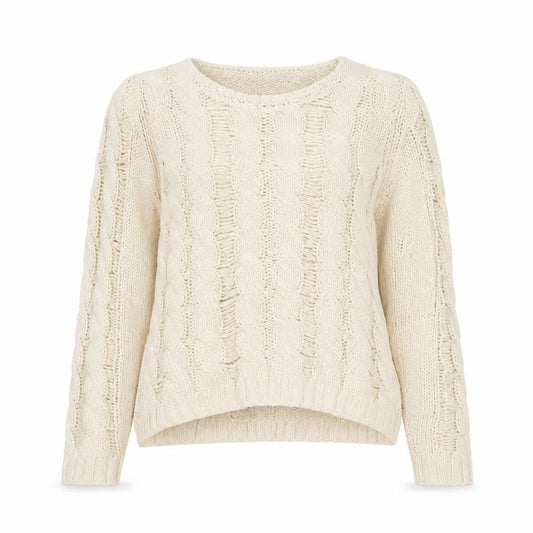 H&M Women Ivory XS Cable Knit Chunky Pullover Jumper Cotton Blend