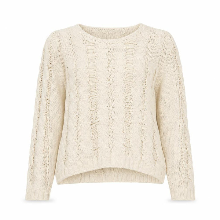 H&M Women Ivory XS Cable Knit Chunky Pullover Jumper Cotton Blend