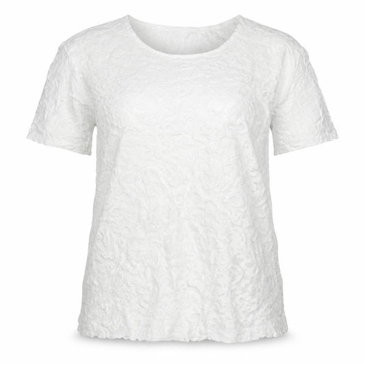 Reiss Women White M Floral Lace Puff Sleeve Short Sleeve T-Shirt