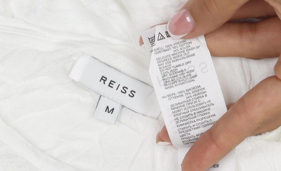 Reiss Women White M Floral Lace Puff Sleeve Short Sleeve T-Shirt