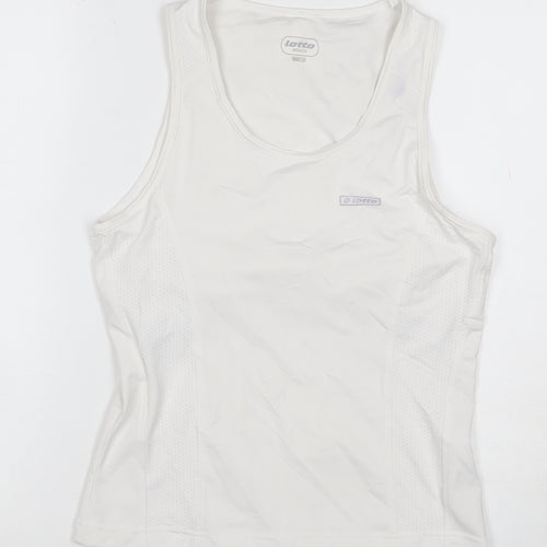 Lotto Women White Size 14 Athletic Mesh Panel Stretch Tank Top