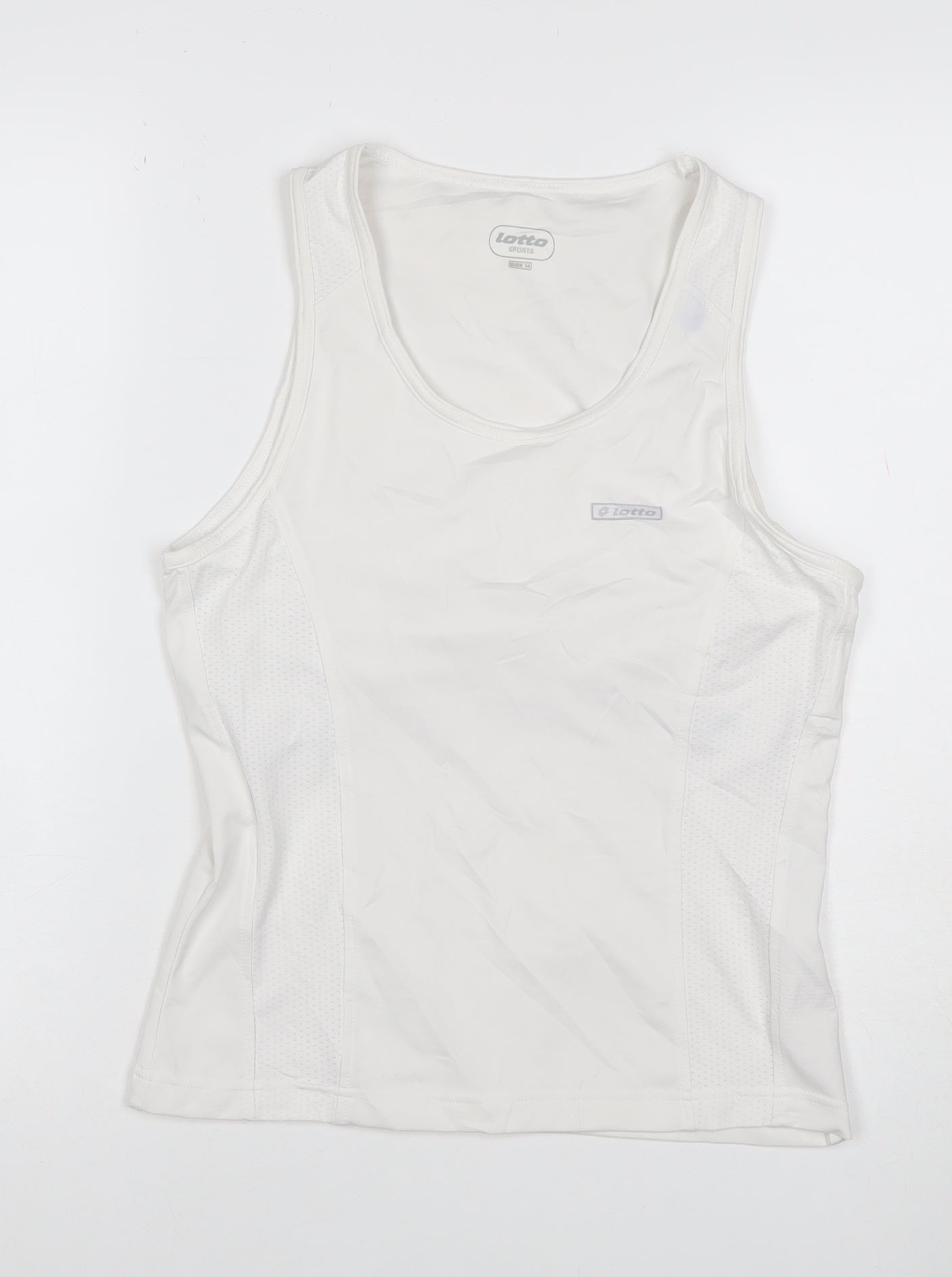 Lotto Women White Size 14 Athletic Mesh Panel Stretch Tank Top