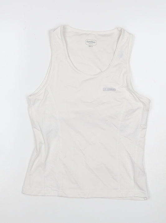 Lotto Women White Size 14 Athletic Mesh Panel Stretch Tank Top