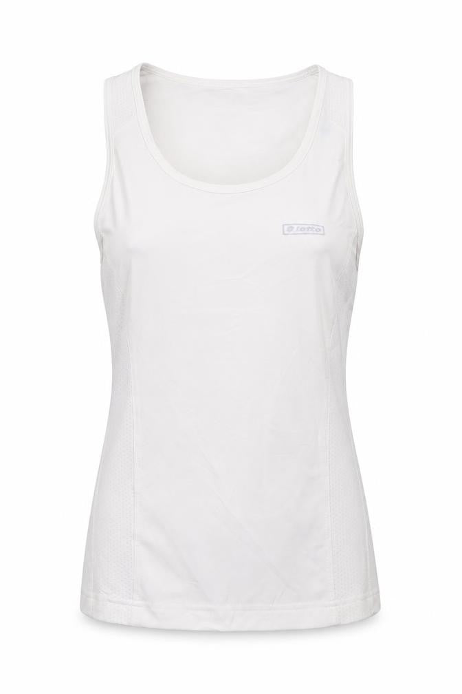 Lotto Women White Size 14 Athletic Mesh Panel Stretch Tank Top