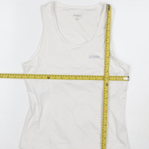 Lotto Women White Size 14 Athletic Mesh Panel Stretch Tank Top