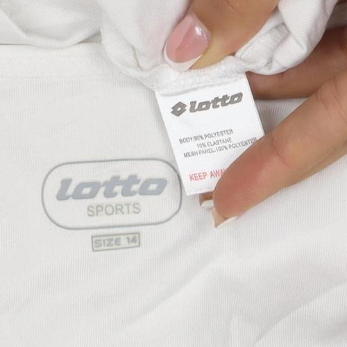 Lotto Women White Size 14 Athletic Mesh Panel Stretch Tank Top
