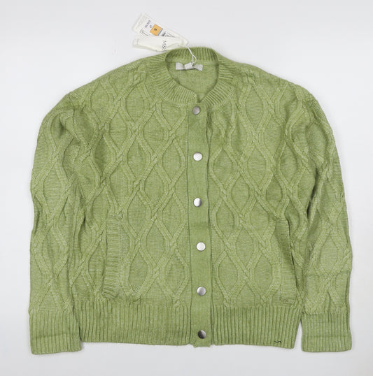 M&S Women Green Size S Cable Knit Button Cardigan