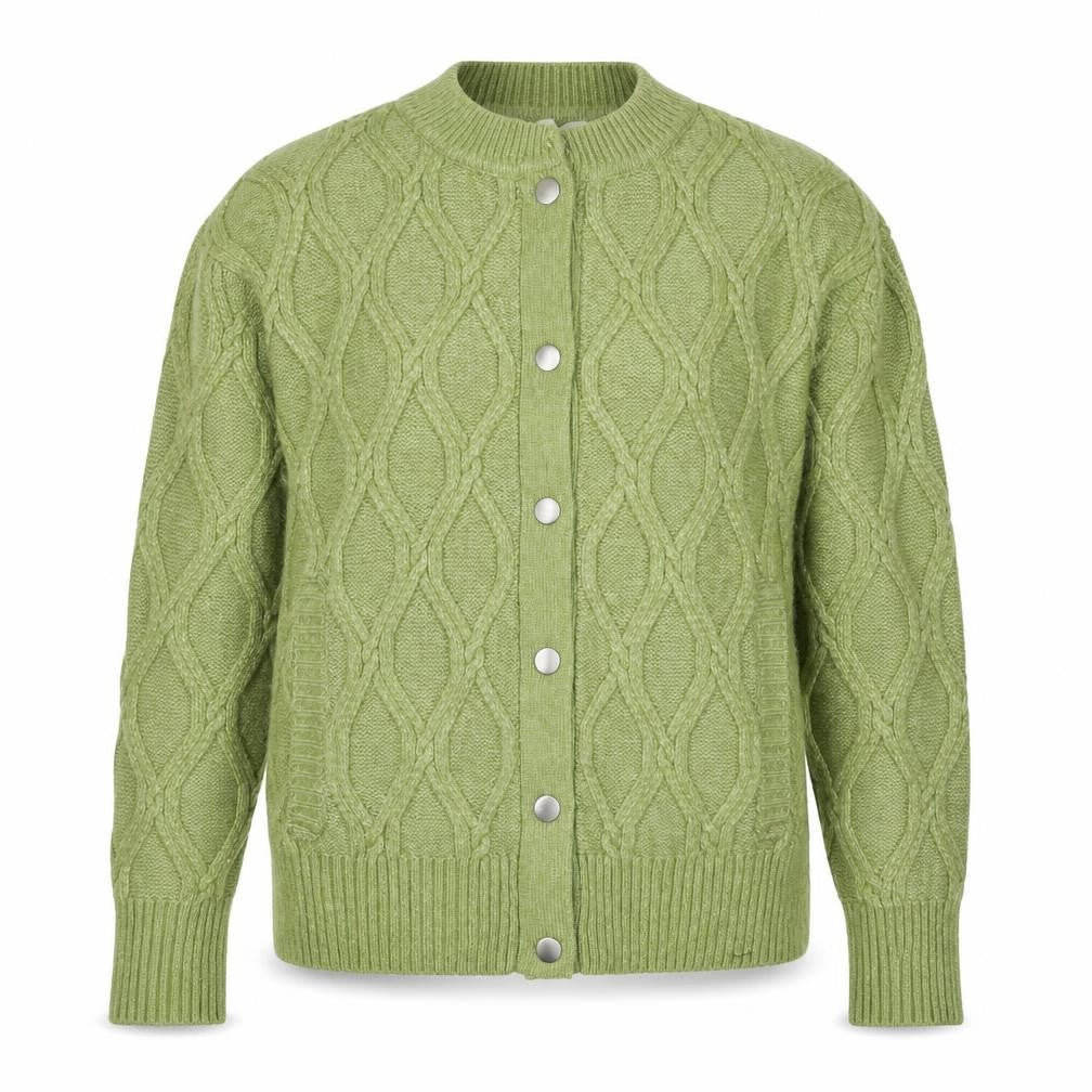 M&S Women Green Size S Cable Knit Button Cardigan