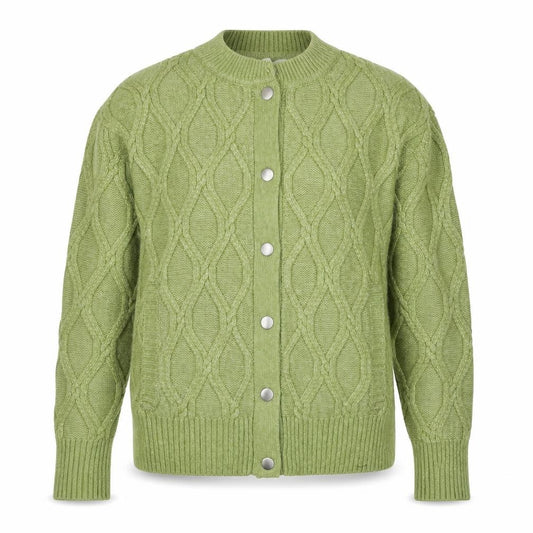 M&S Women Green Size S Cable Knit Button Cardigan