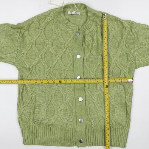 M&S Women Green Size S Cable Knit Button Cardigan