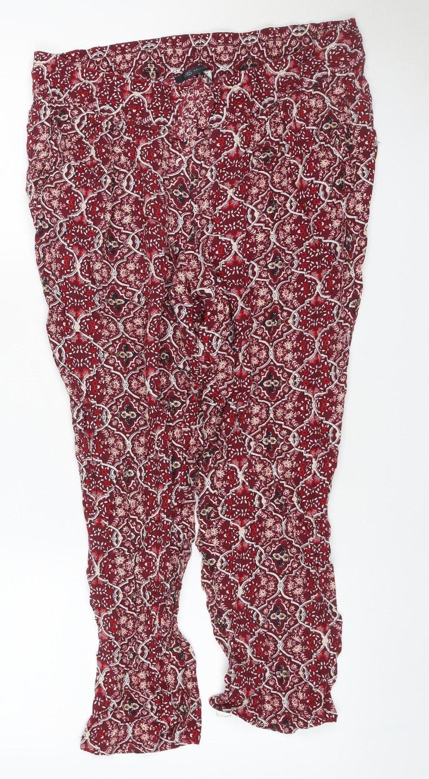 Marks and Spencer Womens Red UK 12 Viscose Harem Trousers