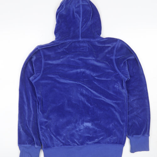 Lee Women Blue L Velour Full Zip Hooded Hoodie Pockets