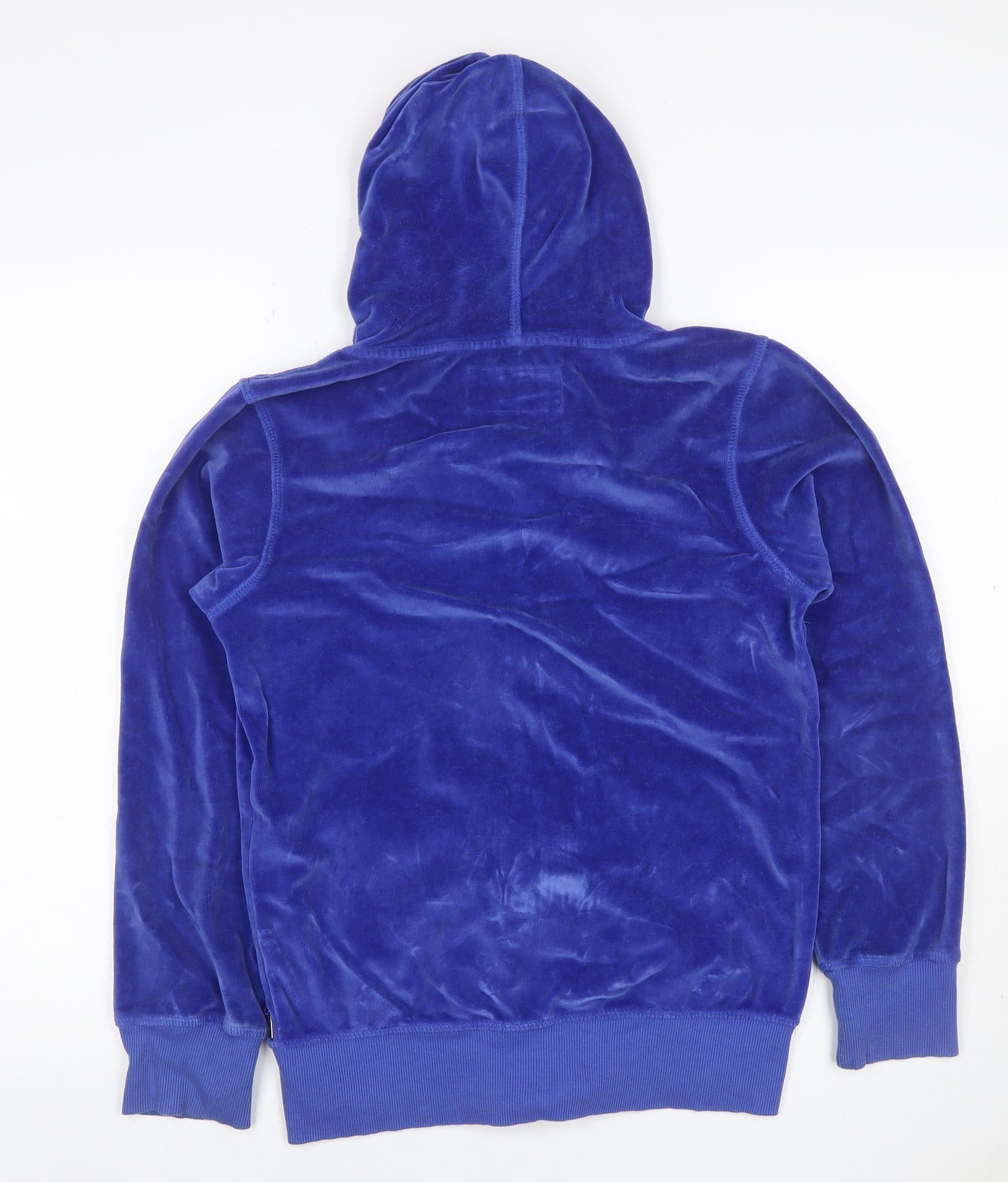Lee Women Blue L Velour Full Zip Hooded Hoodie Pockets