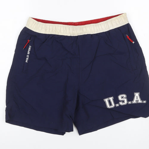 Polo Sport Ralph Lauren Men's Blue S USA Logo Nylon Swim Shorts
