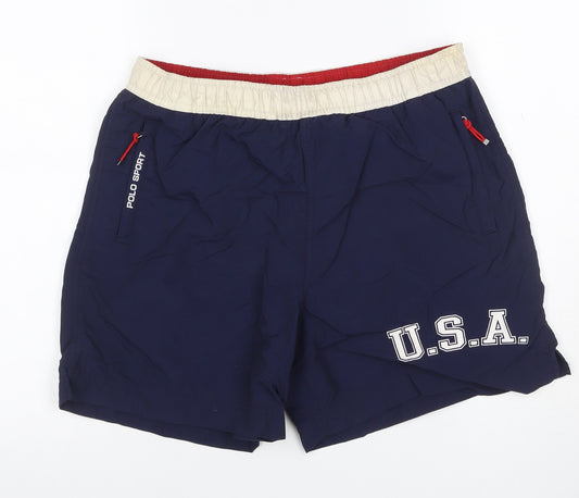 Polo Sport Ralph Lauren Men's Blue S USA Logo Nylon Swim Shorts