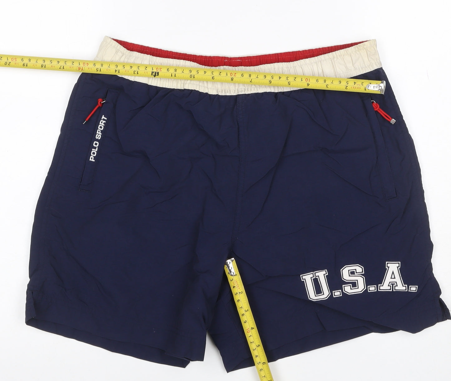 Polo Sport Ralph Lauren Men's Blue S USA Logo Nylon Swim Shorts