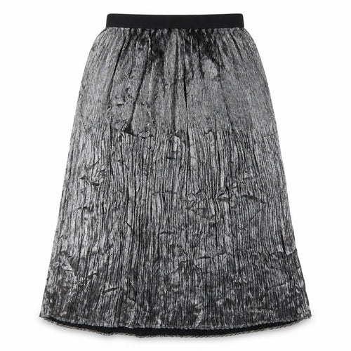 Marks and Spencer Women Silver UK 12 Petite Midi Tulip Pleated Skirt