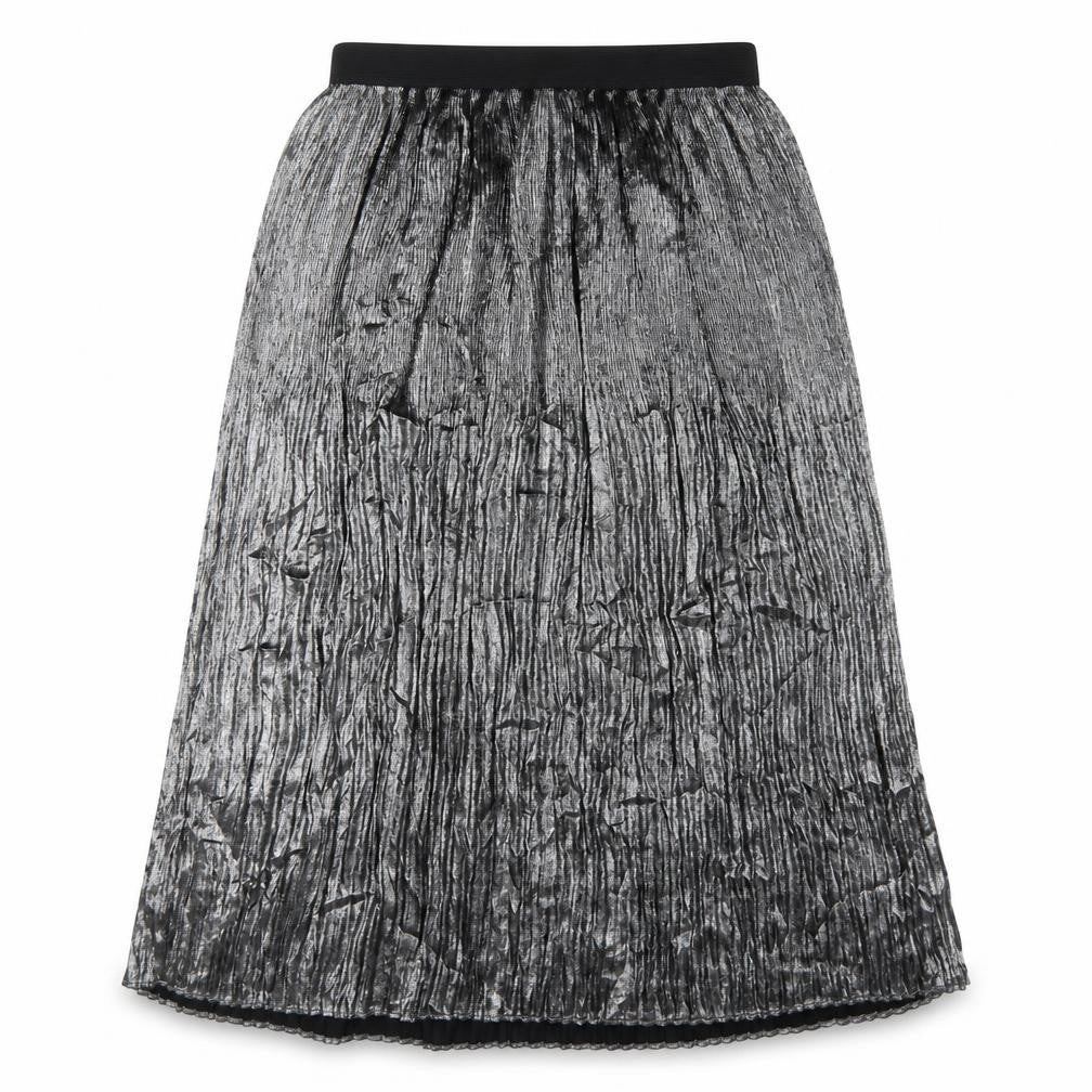 Marks and Spencer Women Silver UK 12 Petite Midi Tulip Pleated Skirt