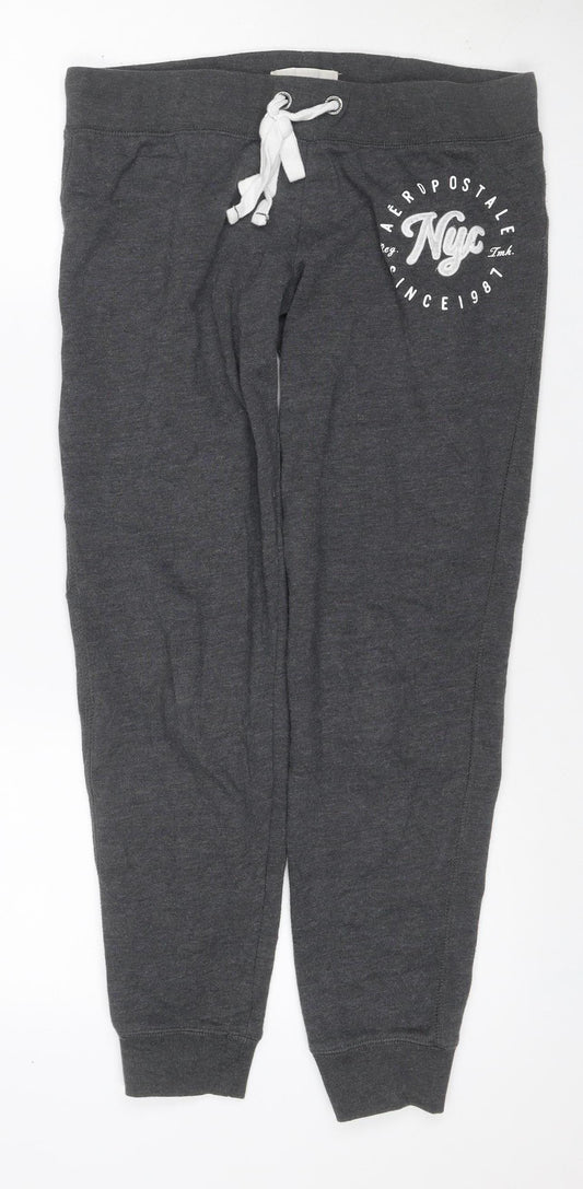 Aeropostale Women Grey M Jogger Sweatpants Logo Drawstring