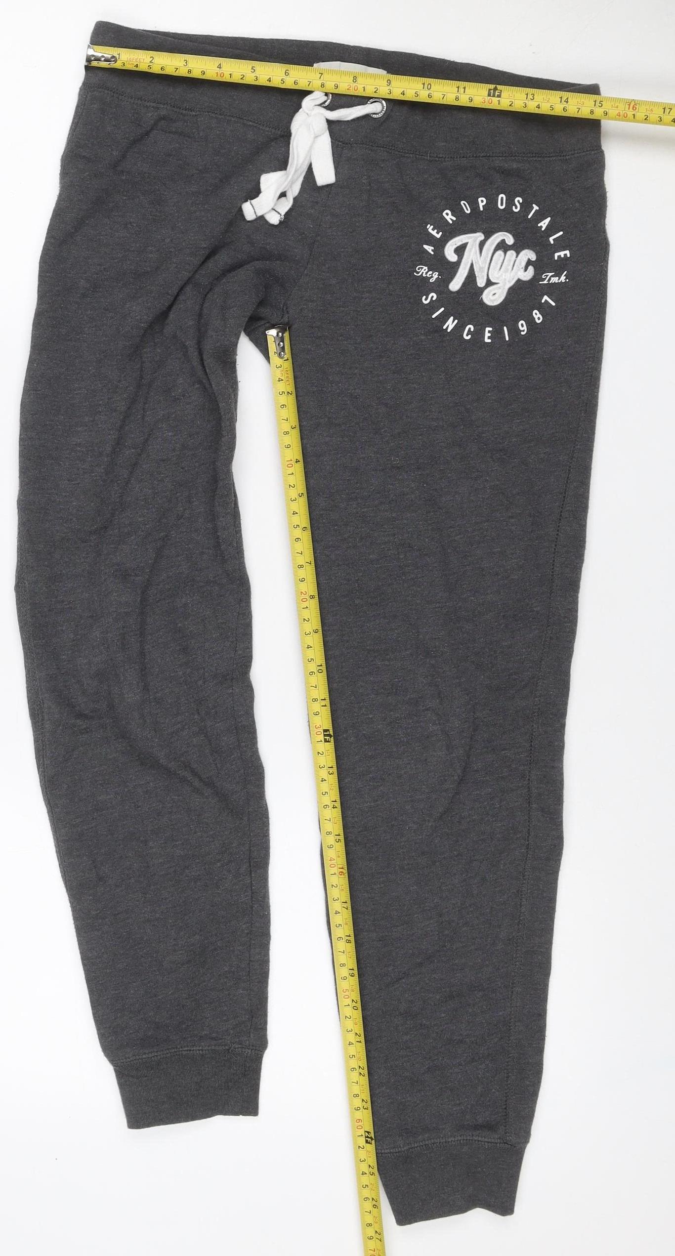 Aeropostale Women Grey M Jogger Sweatpants Logo Drawstring