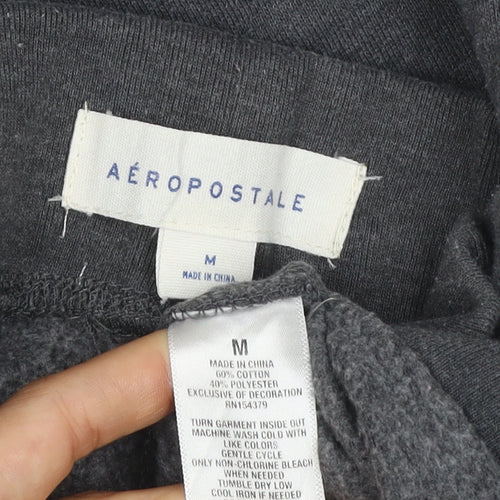 Aeropostale Women Grey M Jogger Sweatpants Logo Drawstring