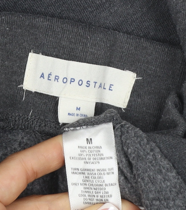 Aeropostale Women Grey M Jogger Sweatpants Logo Drawstring