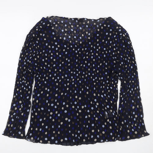 CC Women’s Blue L Polka Dot Chiffon Wrap Ruffle Sequin Blouse