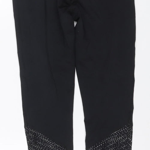 Next Women’s Black Geometric Print Gym Leggings UK 8 Stretch Zip Pocket