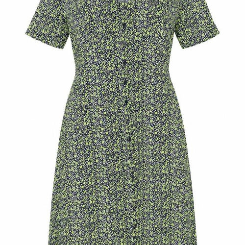 Finery Women Green Floral Midi Shirt Dress UK 12 Long Sleeve
