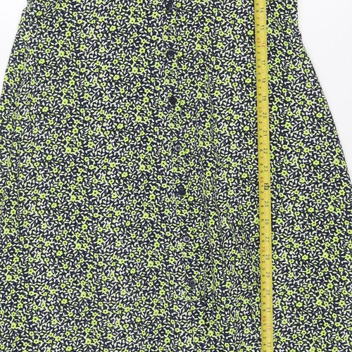 Finery Women Green Floral Midi Shirt Dress UK 12 Long Sleeve