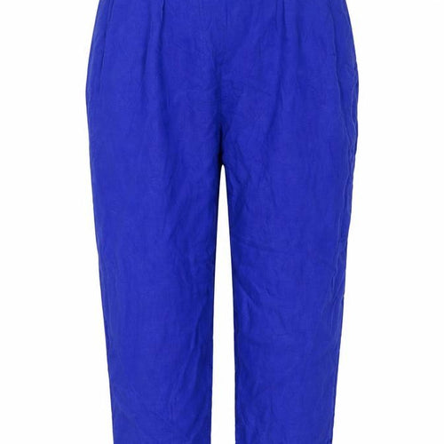 Marks and Spencer Women Blue Size 8 Linen Cropped Tapered Trousers