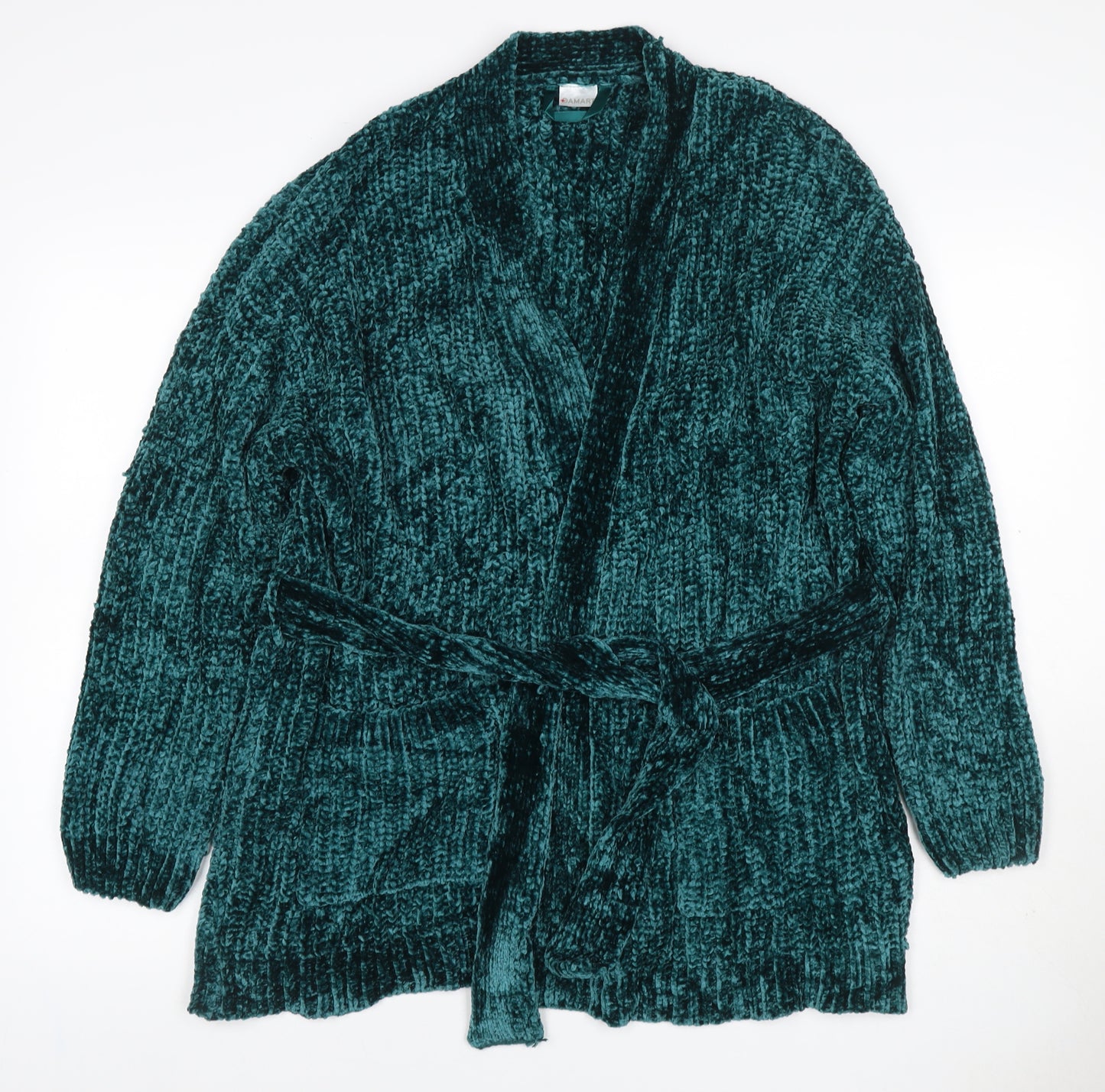 Amart Women Green M Chunky Knit Belted Open Cardigan