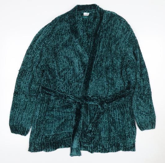 Amart Women Green M Chunky Knit Belted Open Cardigan