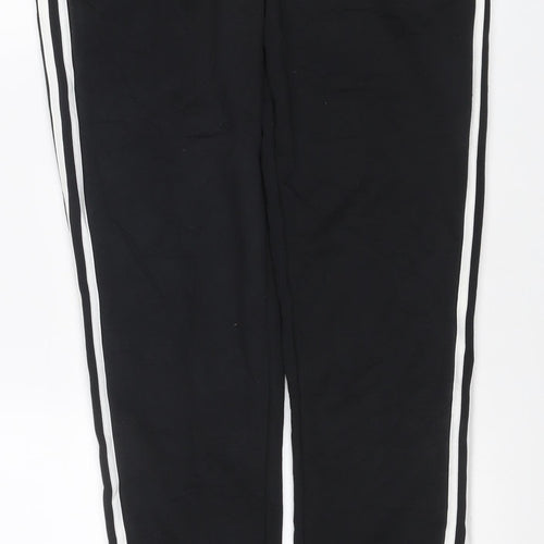 adidas Women Black UK 12-14 M Track Pants 3 Stripe Tapered Joggers