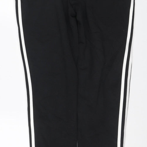 adidas Women Black UK 12-14 M Track Pants 3 Stripe Tapered Joggers