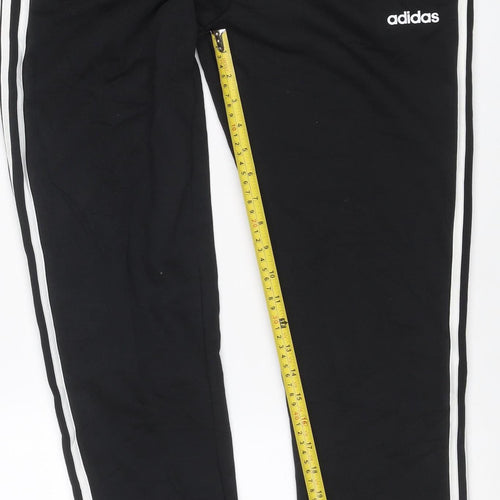 adidas Women Black UK 12-14 M Track Pants 3 Stripe Tapered Joggers
