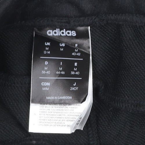 adidas Women Black UK 12-14 M Track Pants 3 Stripe Tapered Joggers