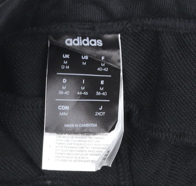 adidas Women Black UK 12-14 M Track Pants 3 Stripe Tapered Joggers