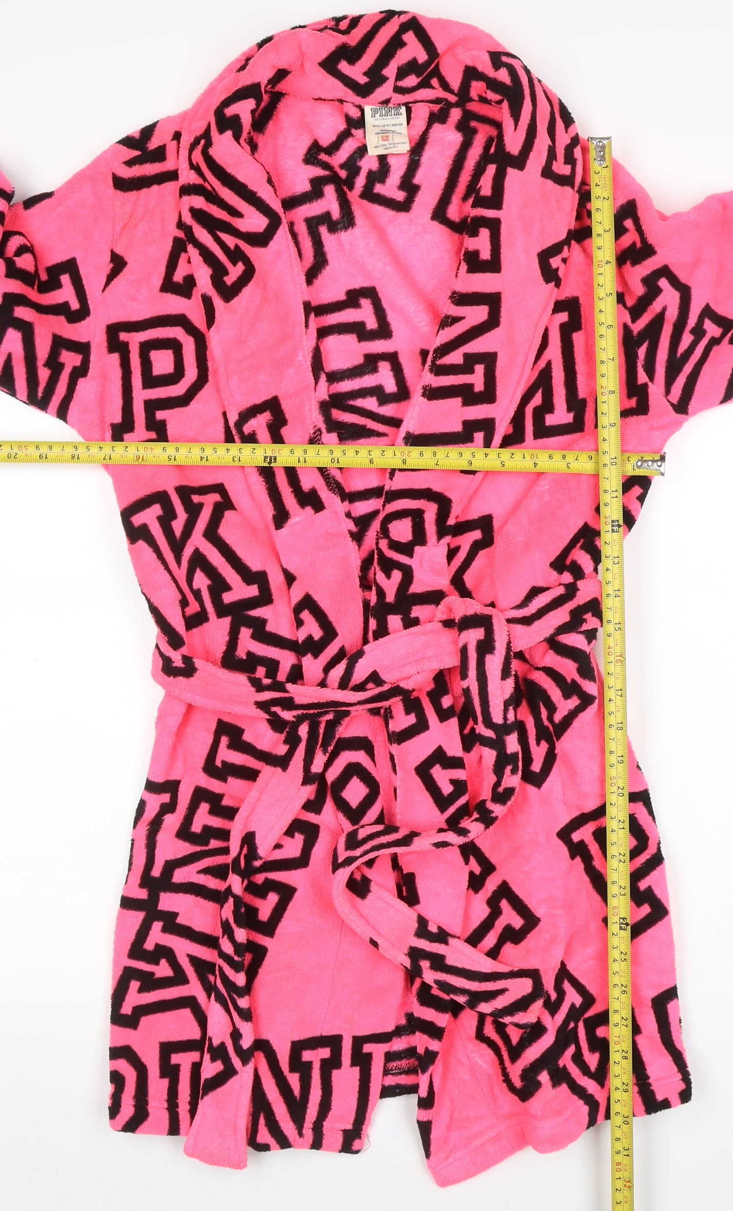 Victoria's Secret PINK Women Pink XS Kimono Fleece Logo Robe