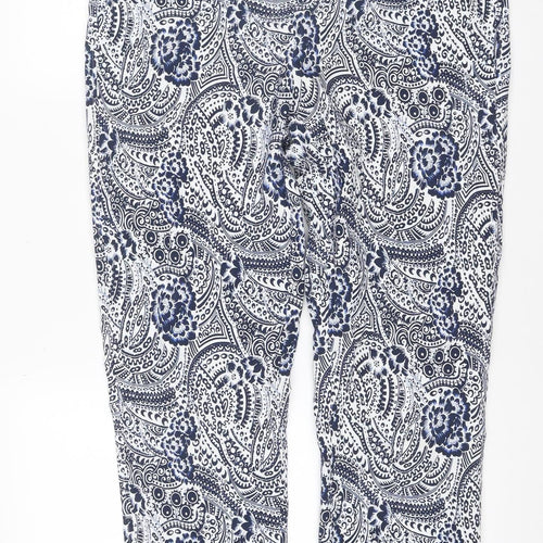 Robell Women Blue Paisley Bella 09 Cropped Stretch Trousers UK 18