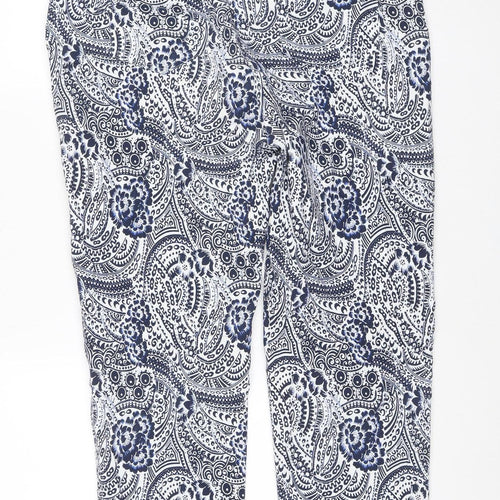 Robell Women Blue Paisley Bella 09 Cropped Stretch Trousers UK 18