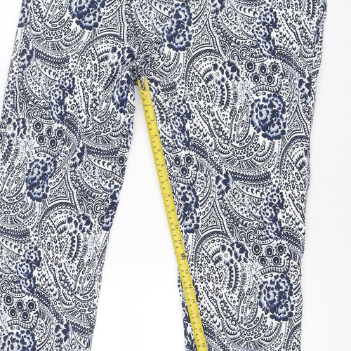 Robell Women Blue Paisley Bella 09 Cropped Stretch Trousers UK 18