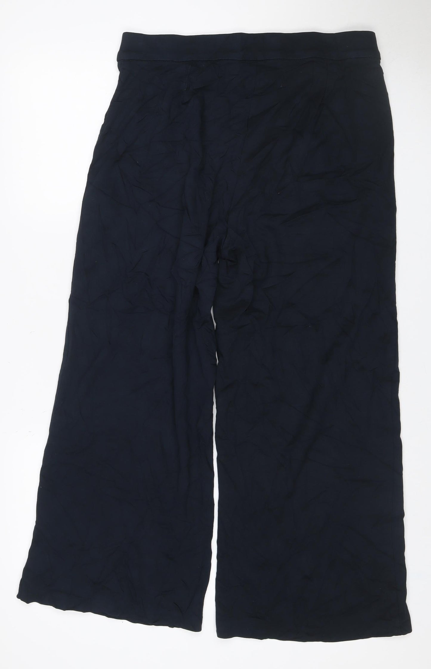 Marks and Spencer Women Black Size 16 Wide-Leg Stretch Trousers