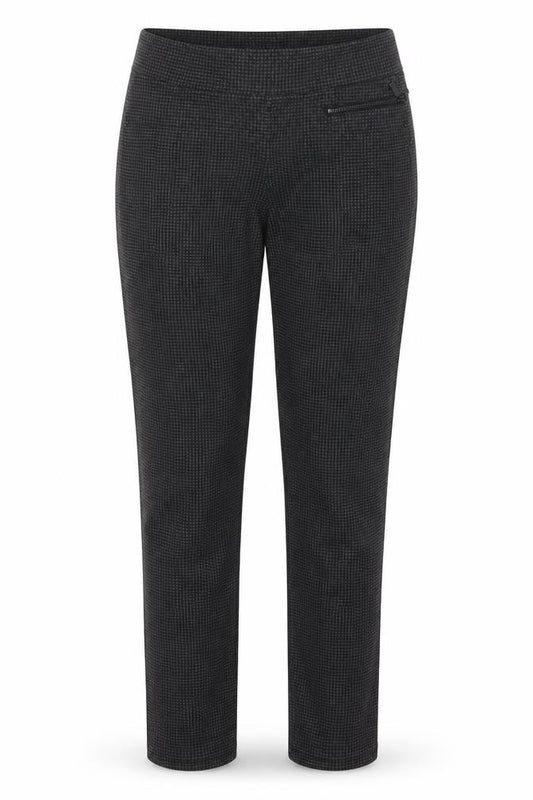 DKNY Jeans Women Grey Herringbone Straight Trousers M Zip Pockets