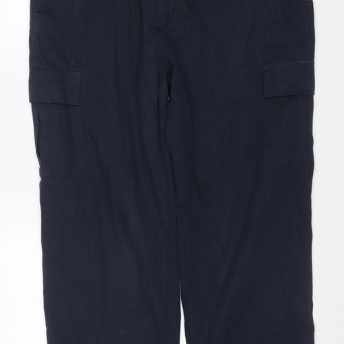 Cotton Traders Men’s Navy Blue L Cargo Trousers Elastic Waist