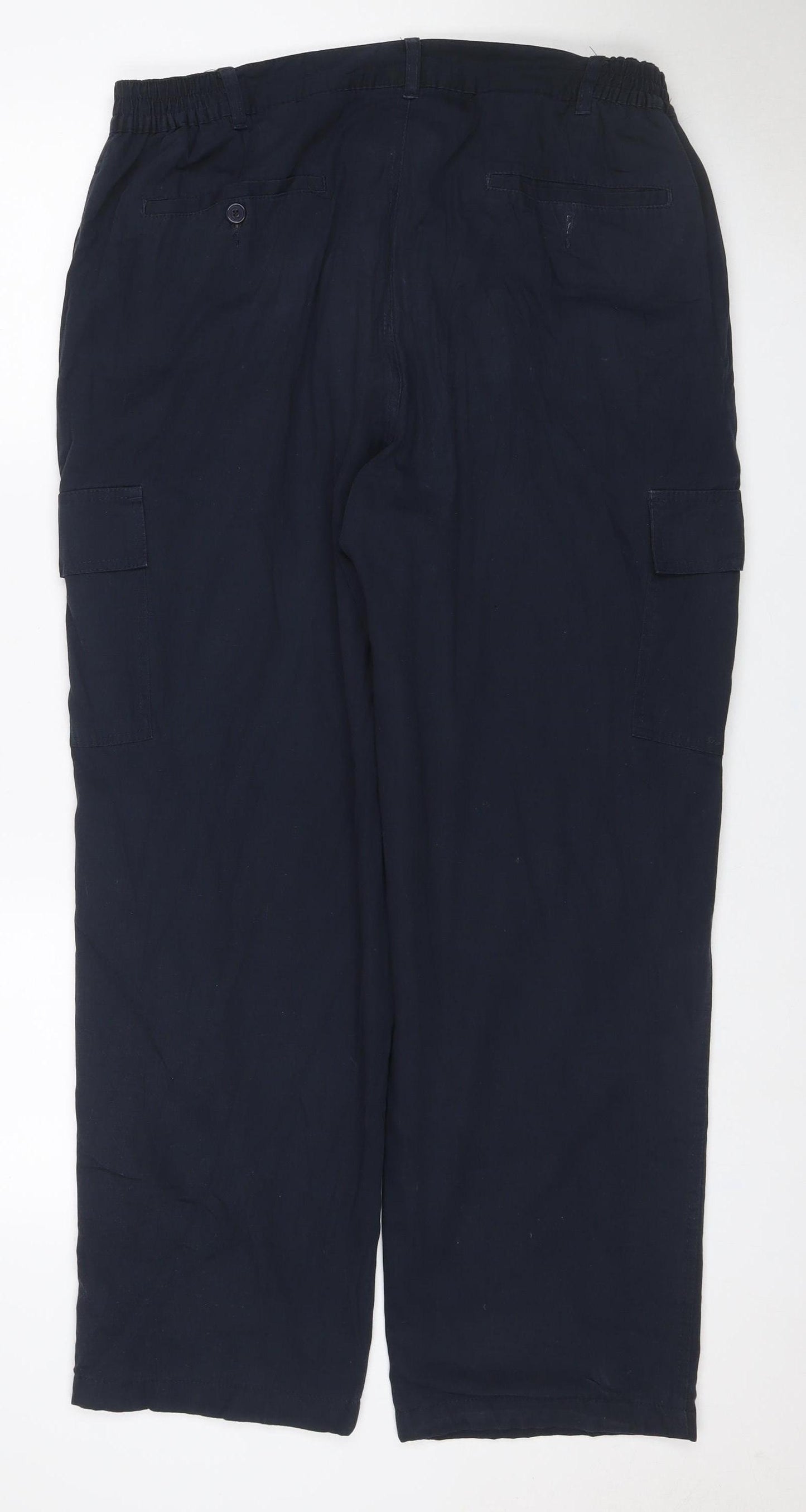 Cotton Traders Men’s Navy Blue L Cargo Trousers Elastic Waist